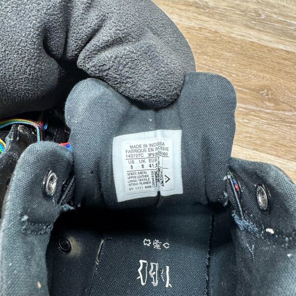 Converse CT Street Mid-Black Leather- Rainbow Laces Men s Size 8 - Picture 5 of 6